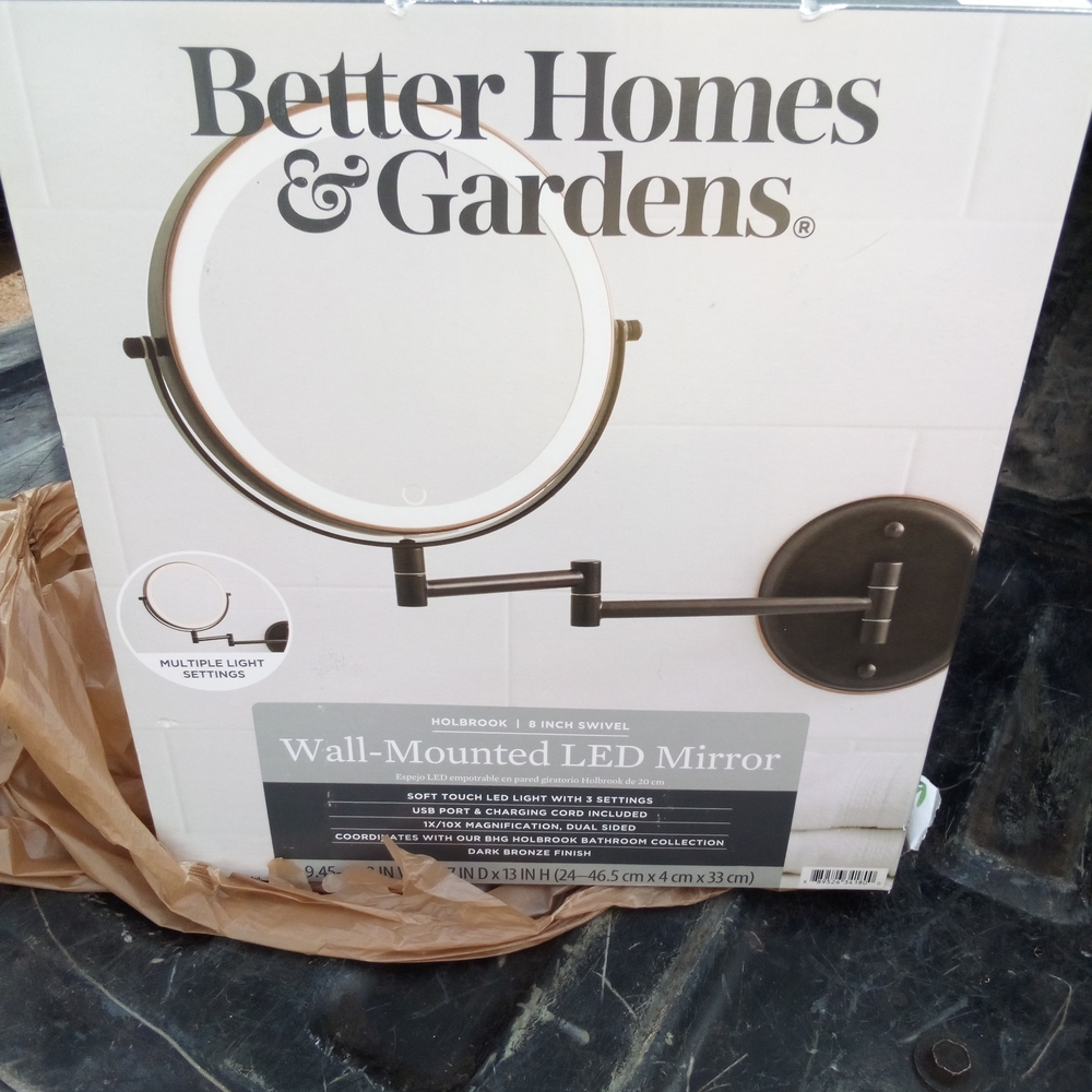 Better Homes And Gardens Round Wall-Mounted LED Mirror in Dark Bronze Finish
